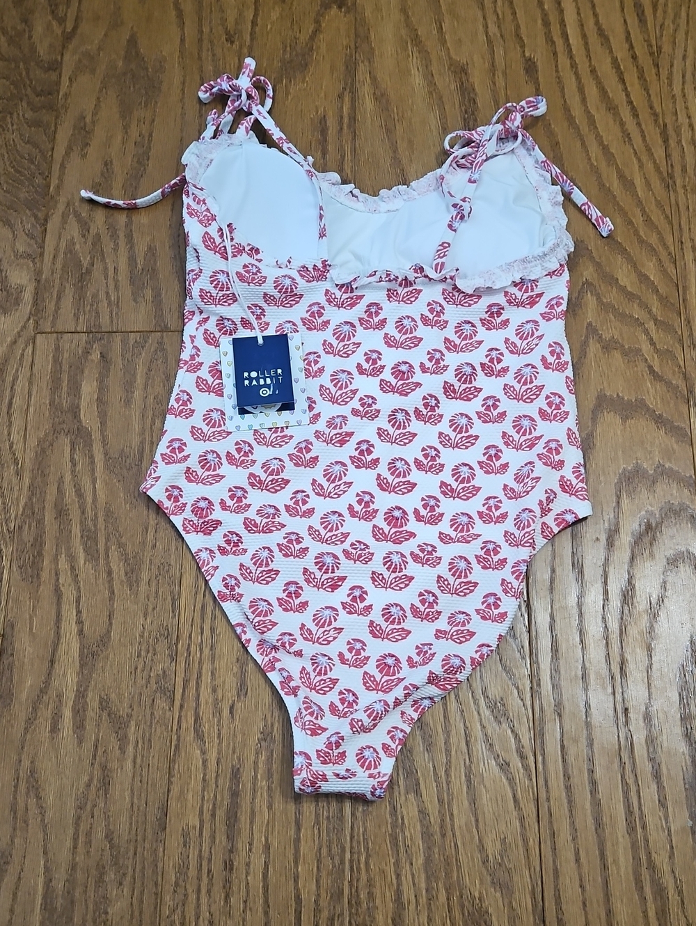 Roller Rabbit x Target Floral Tie Shoulder One Piece Swimsuit Women’s S NWT - Picture 3 of 5